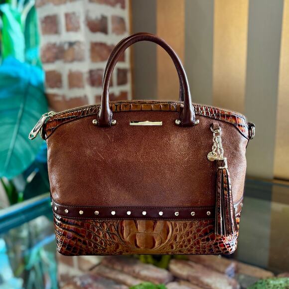 BRAHMIN Duxbury Brown Satchel - Picture 1 of 7